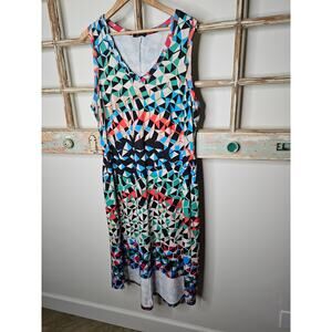 Ladies Jete Geometric Sleeveless Hi-low Dress V-neck size 1X